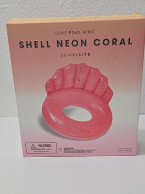 Sunnylife Shell Neon Coral Luxe Pool Ring - Coral Pink